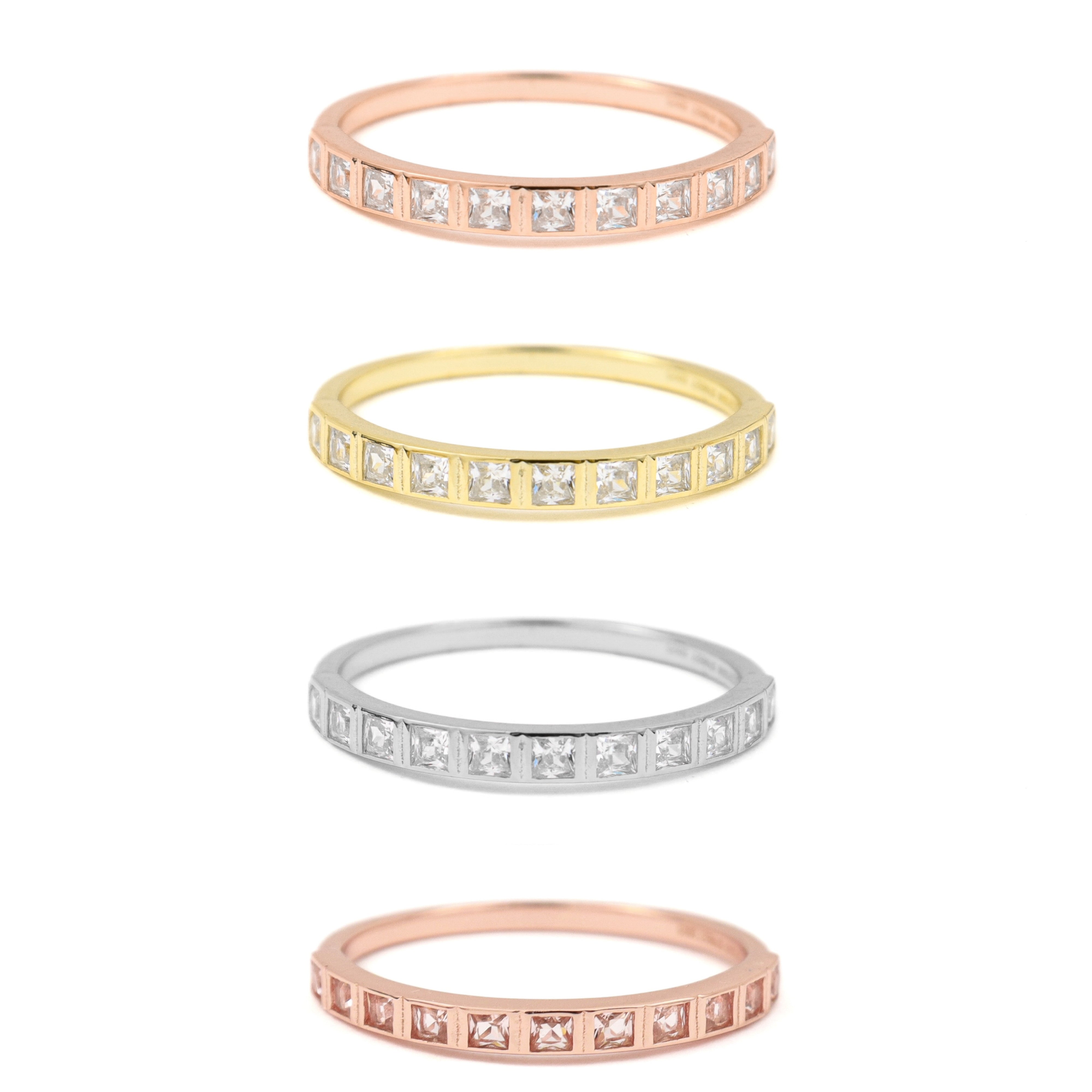 Ring ~ Sterling Collection ~ Bezel Princess Cut Stacker