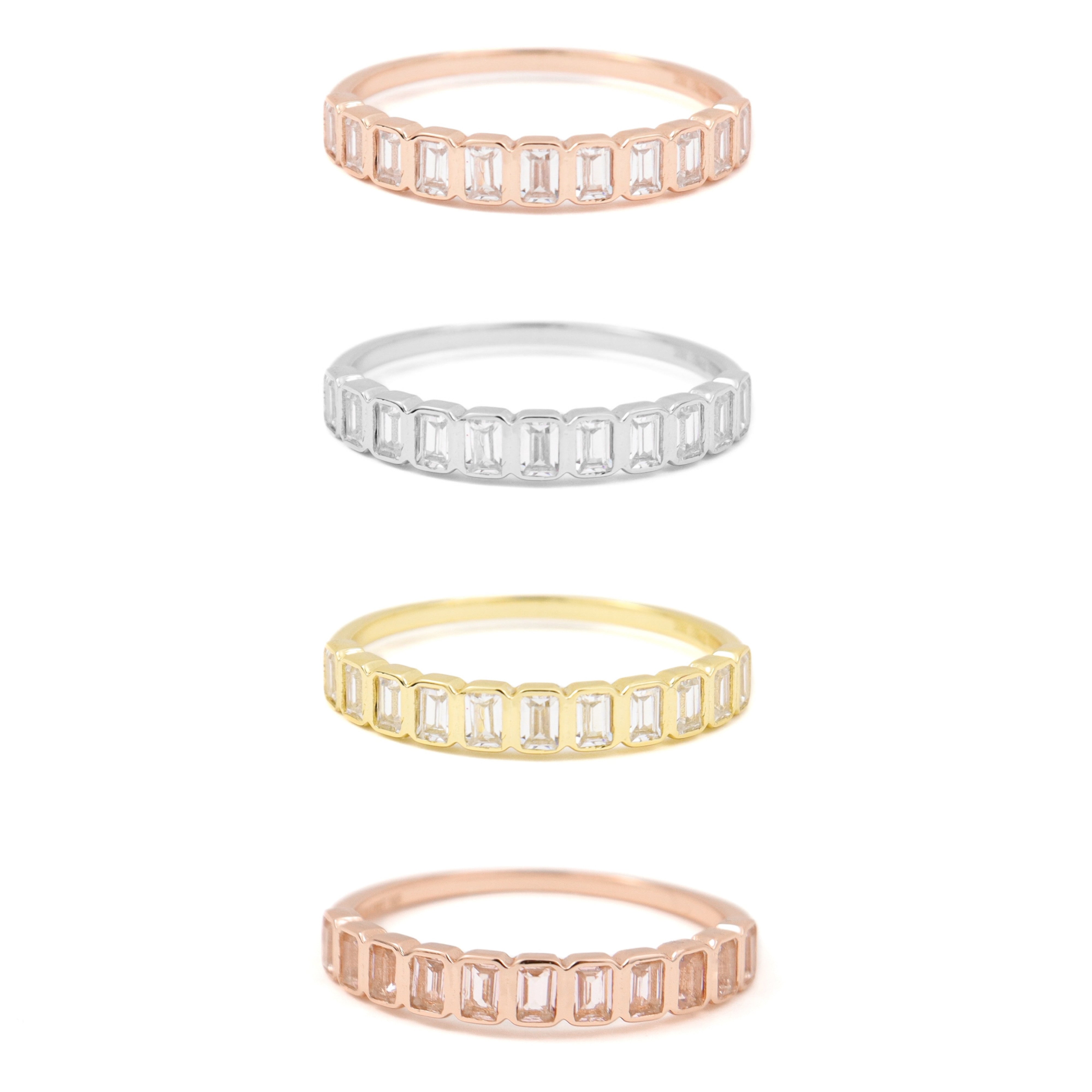 Ring ~ Sterling Collection ~ Bezel Emerald Cut Stacker