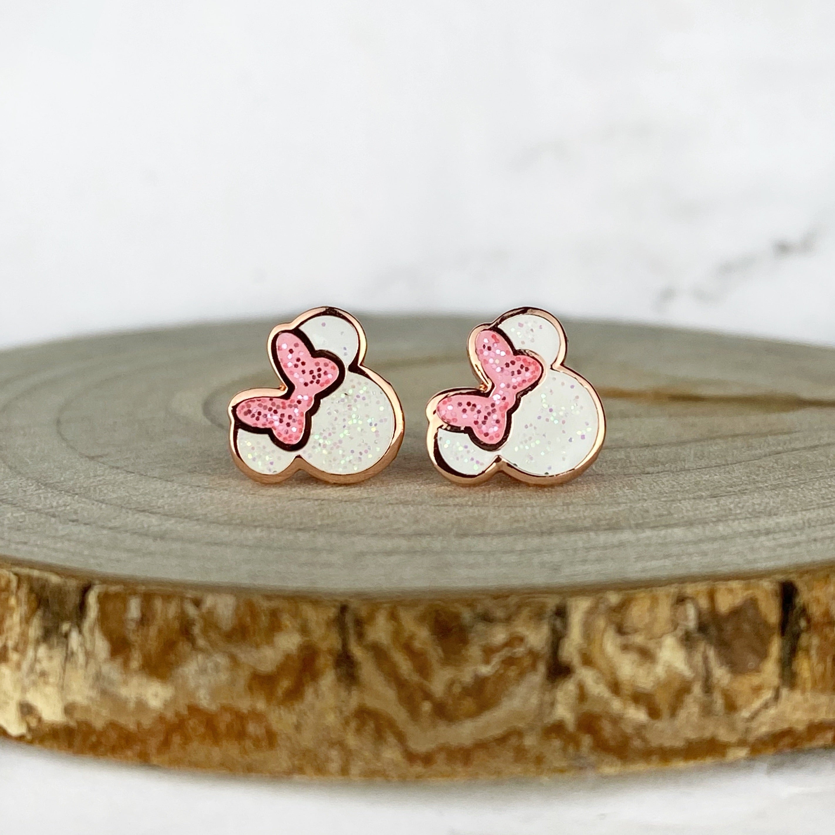 Earrings - Miss Mouse - White and Pink SHOPIVERSARY BLOWOUT