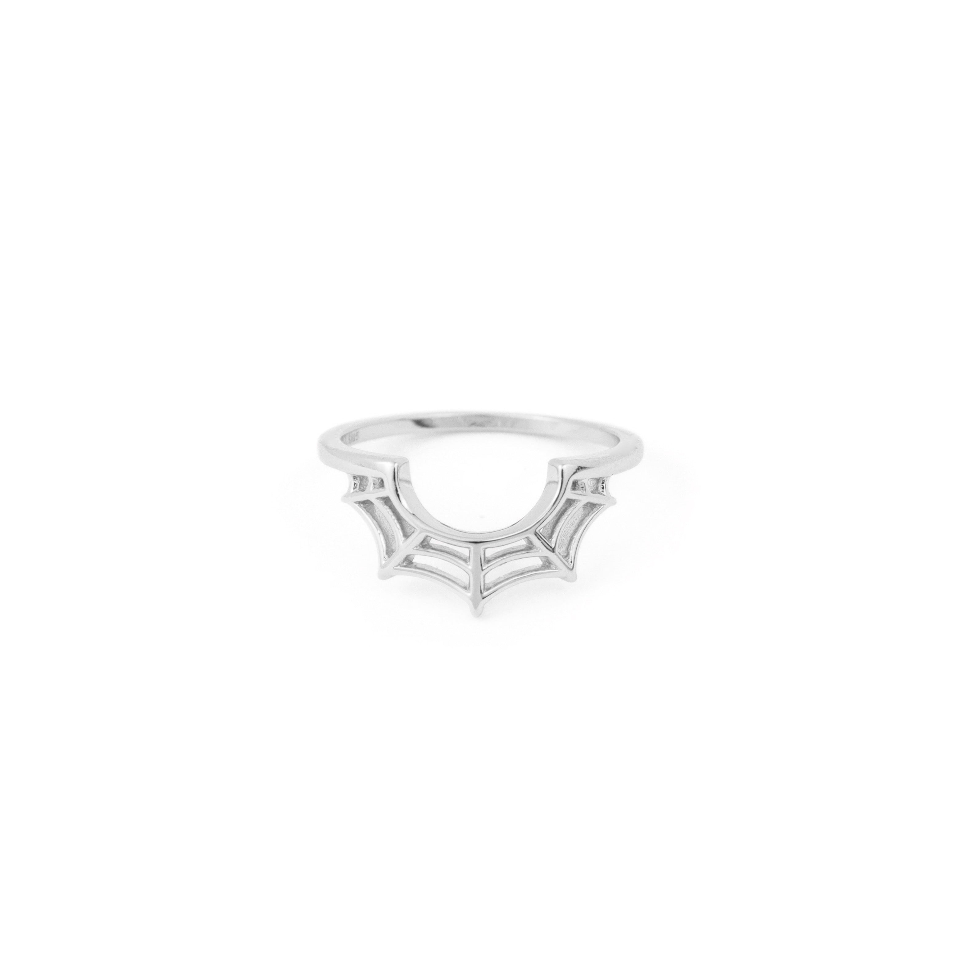 Spider web ring in silver