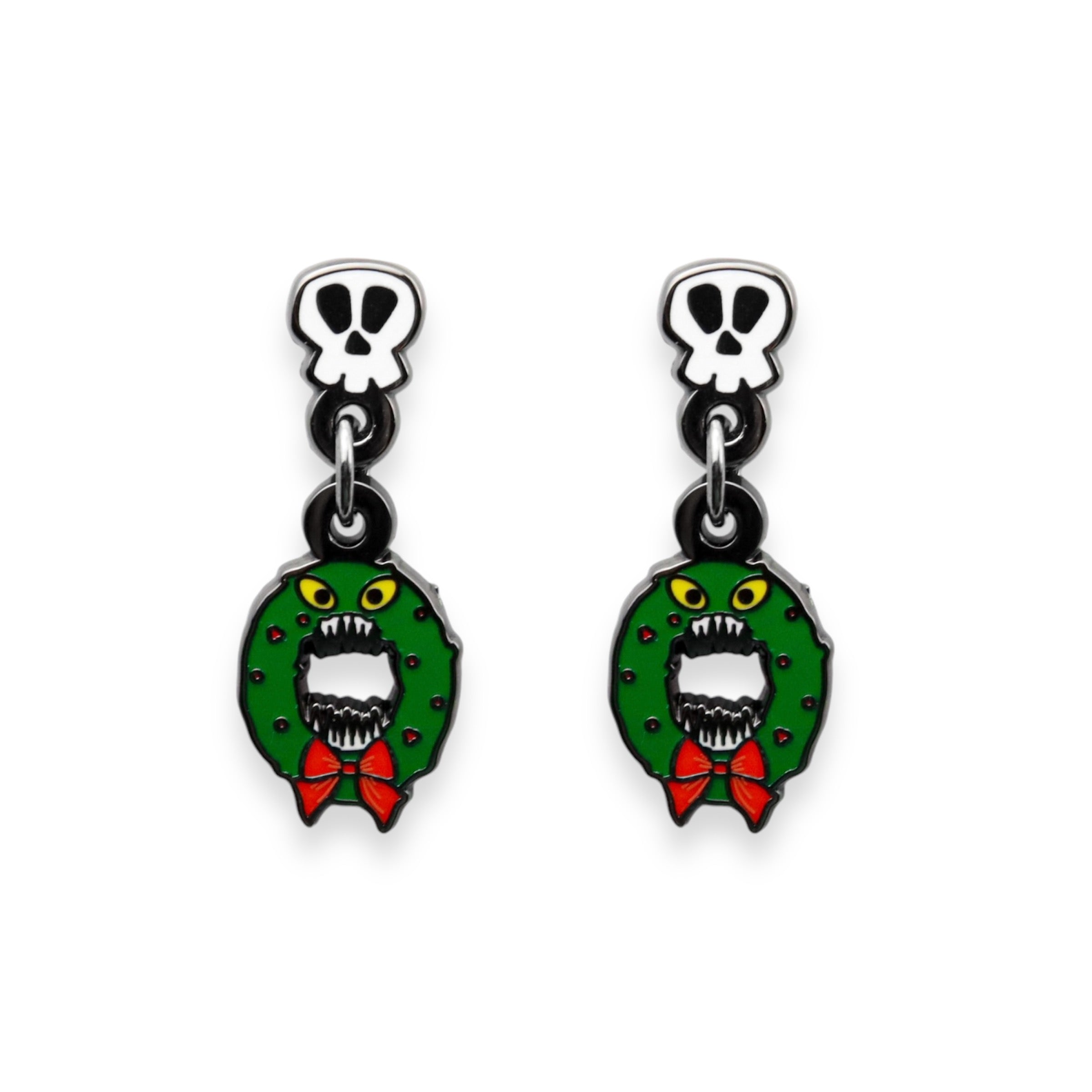 Earrings - Christmas Collection - Man Eating Wreath Dangles