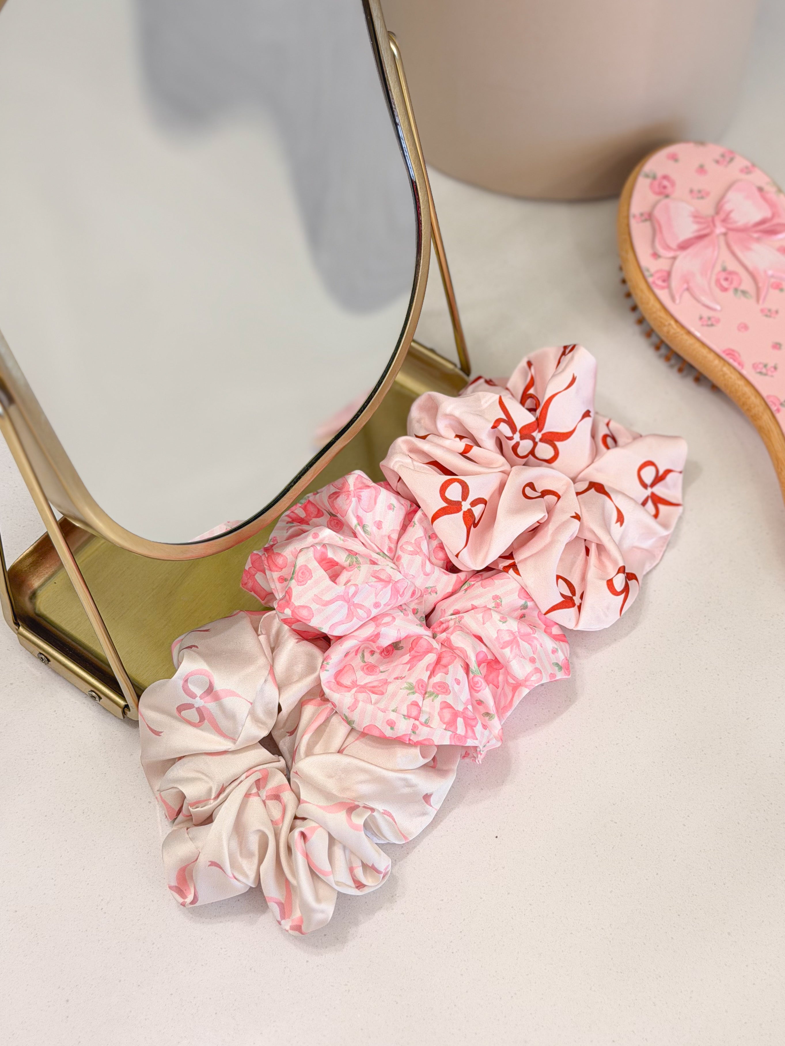 *Satin Scrunchie - Dainty Bow (Pink)