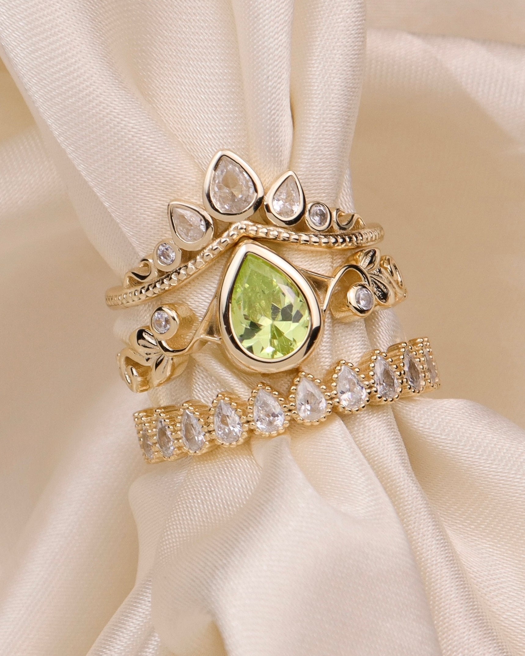 Ring ~ Sterling Collection ~ The Crown ~ Graduated Pear Stacker