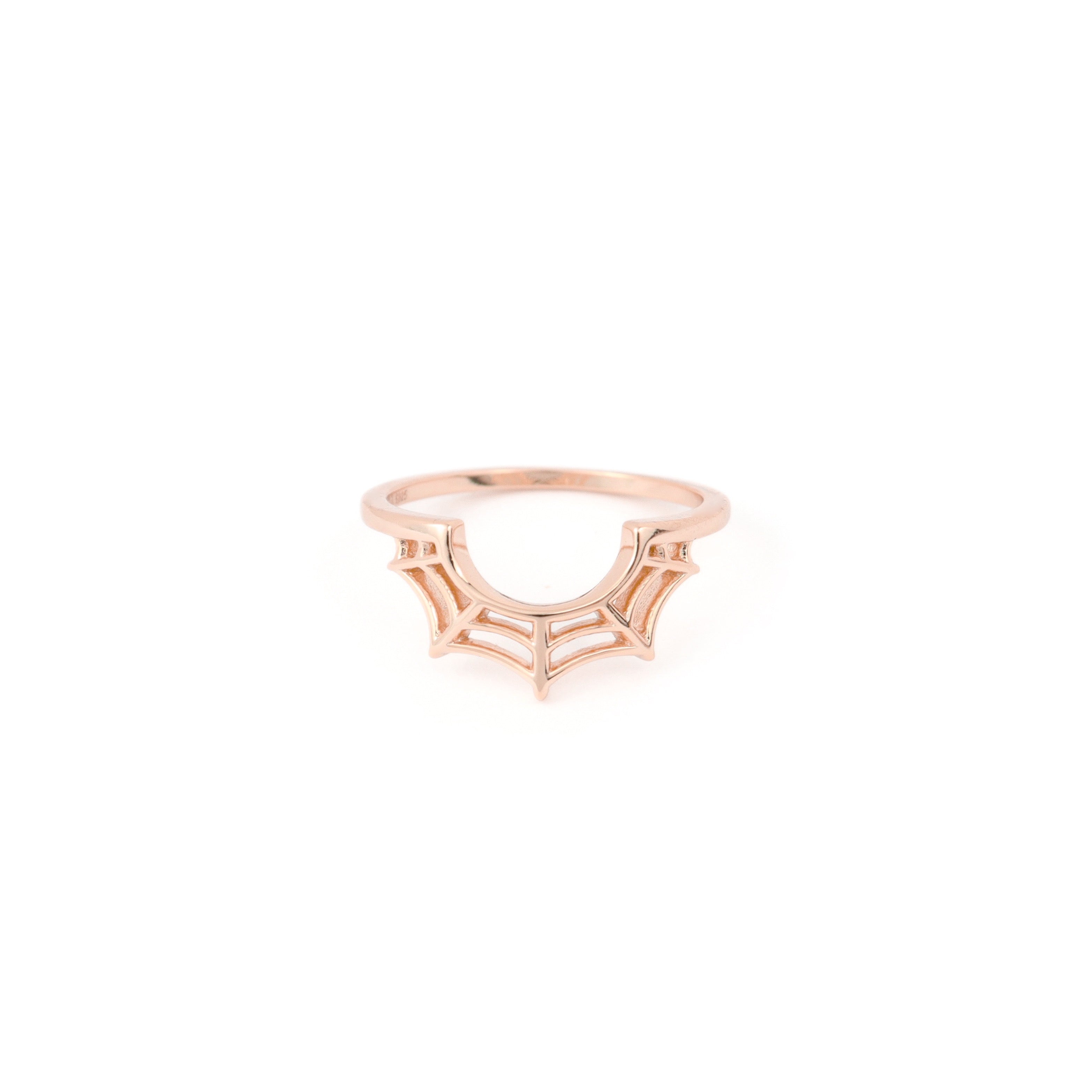 Spider web ring in rose gold