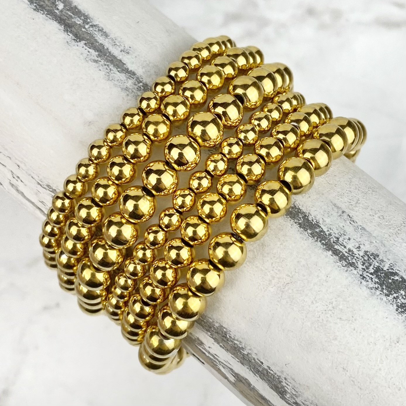 Bracelets - 18K Gold Beaded Ball