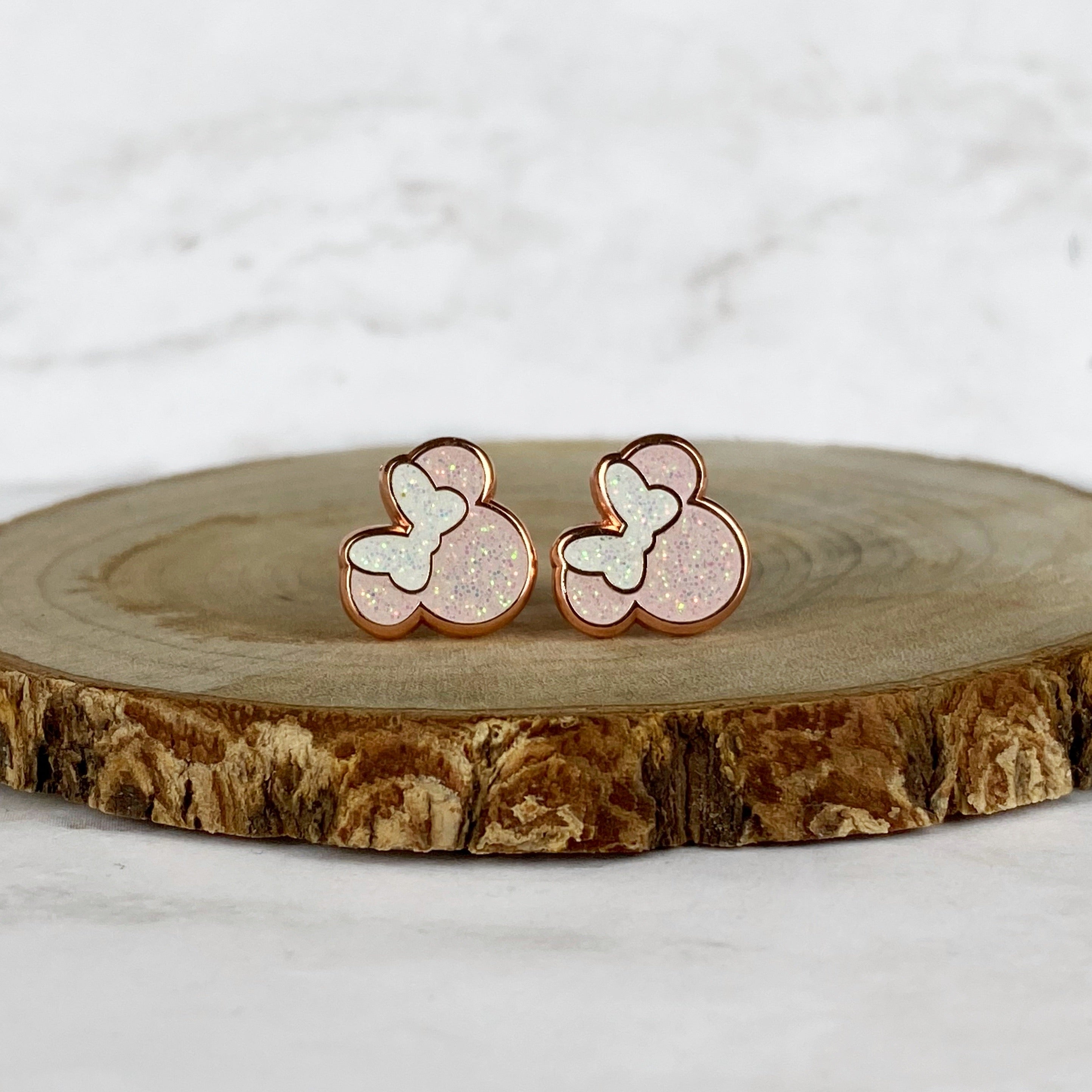 Earrings - Miss Mouse - Pink and Rose Gold