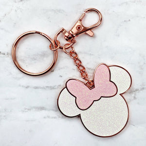 Keychain / Bag Charm - Miss Mouse - White - DOUBLE SIDED