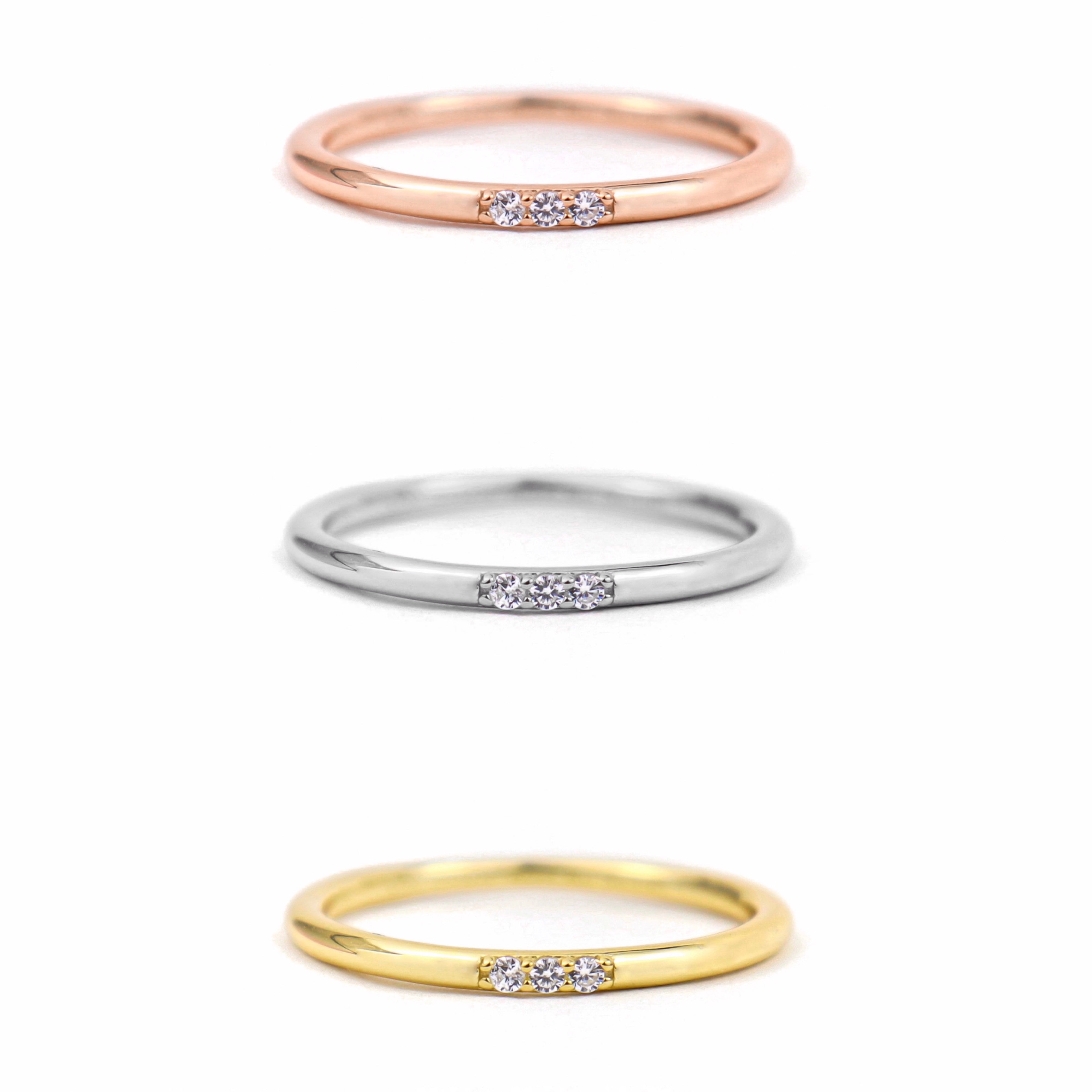 Ring ~ Sterling Collection ~ Triple Glam Stacker