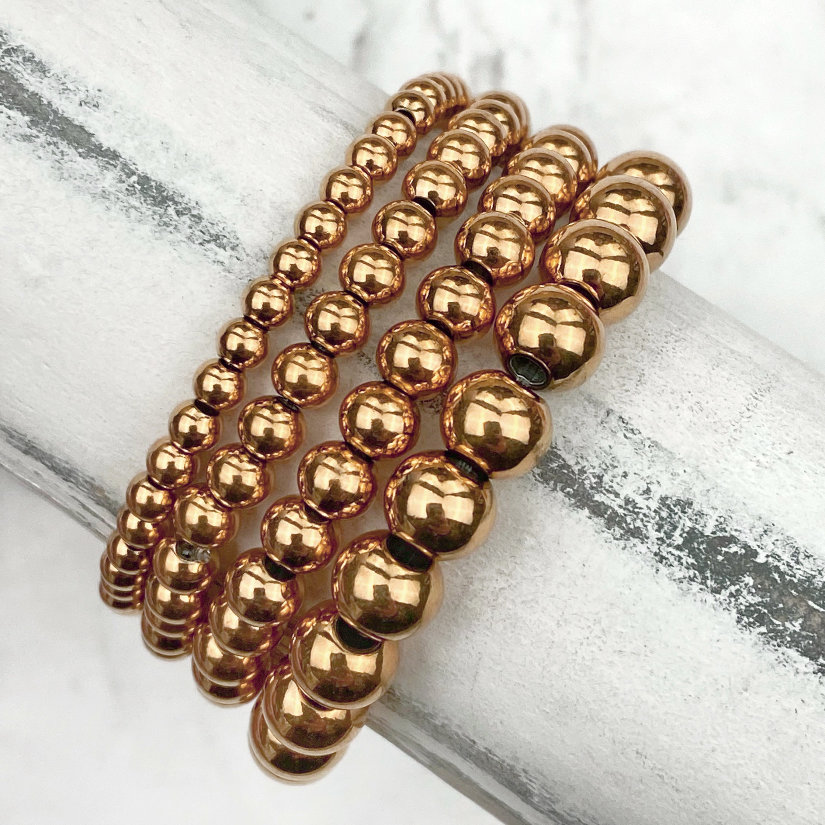 Bracelets - Rose Gold Beaded Ball