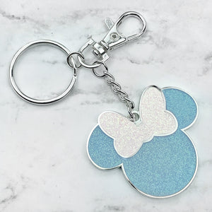 Keychain / Bag Charm - Miss Mouse - Cinderella Blue - DOUBLE SIDED